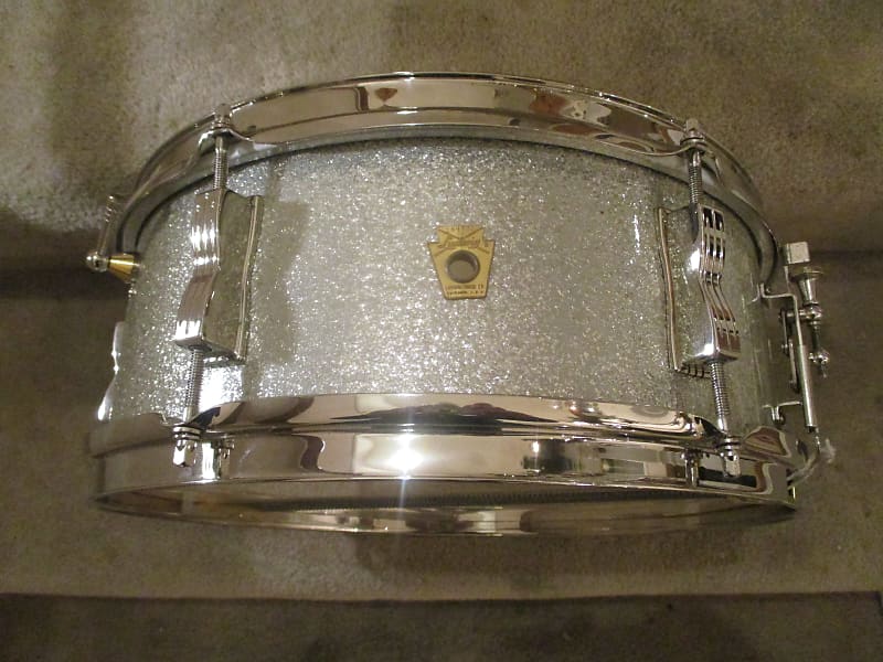 Ludwig Vintage Silver Sparkle Snare Drum, 14 X 5, August 1965 - Excellent  Original!