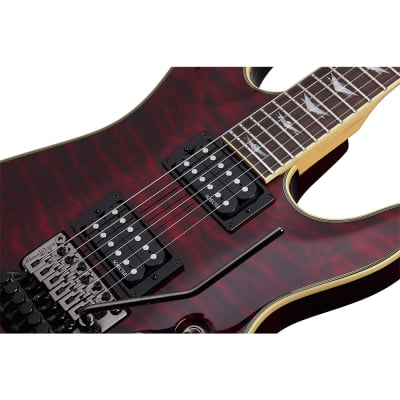 Schecter Omen Extreme-FR Electric Guitar, Black Cherry Bundle with Ultimate Support Pro Guitar Stand, Guitar Strap and Classic Guitar Pick (10-Pack) image 4
