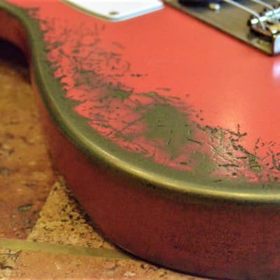 American Fender Telecaster Heavy Relic  Fiesta Red on Jade Green Metallic Custom Shop Pickups image 6