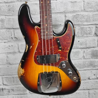 Fender Custom Shop 1961 Jazz Bass Heavy Relic, 3A Rosewood Fingerboard, 3-Color Sunburst image 3