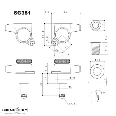 NEW Gotoh SG381-07 MGT L4+R2 Set Mini Locking Tuners Keys 4x2 - COSMO BLACK image 3