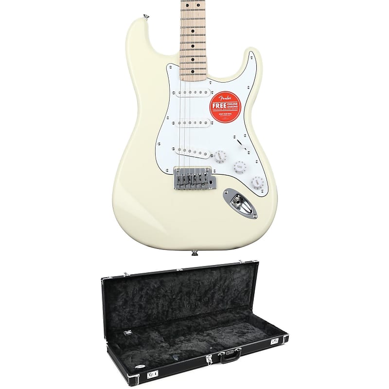 Squier Affinity Series Stratocaster Electric Guitar with Hard Case - Olympic White with Maple Fingerboard image 1