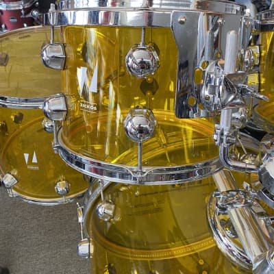 Zickos Late Model Yellow Acrylic Drum Set 22/16/12/10 - Rare image 5