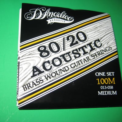 D'Angelico Set of Acoustic Brass Wound Guitar Strings Medium Gauge 100M 1990's - 80 / 20 Brass Wound image 1