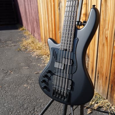 Schecter DIAMOND SERIES Stiletto-5 Stealth Pro - Satin Black Left Handed 5-String Electric Bass Guitar (2023) image 5