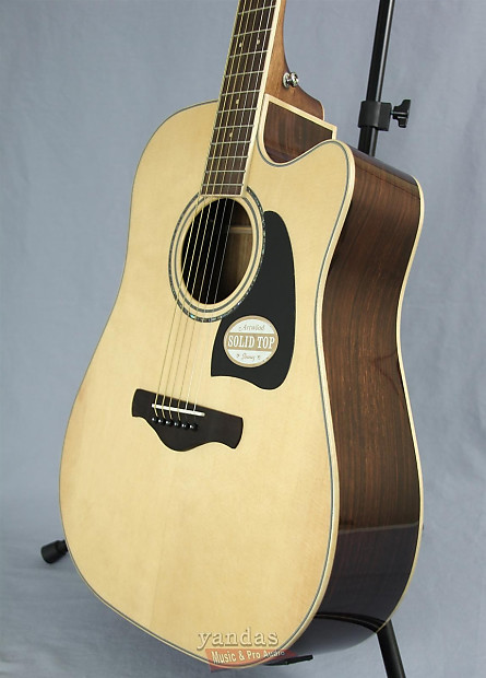 Ibanez AW535CE NT Artwood Solid Top Dreadnought Cutaway Acoustic-Electic Guitar Natural image 1