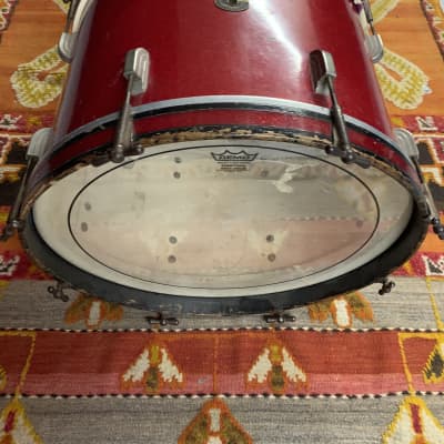 Leedy & Ludwig 14 x 20 Bass Drum 1950s Red Sparkle *No Extra Holes* image 11