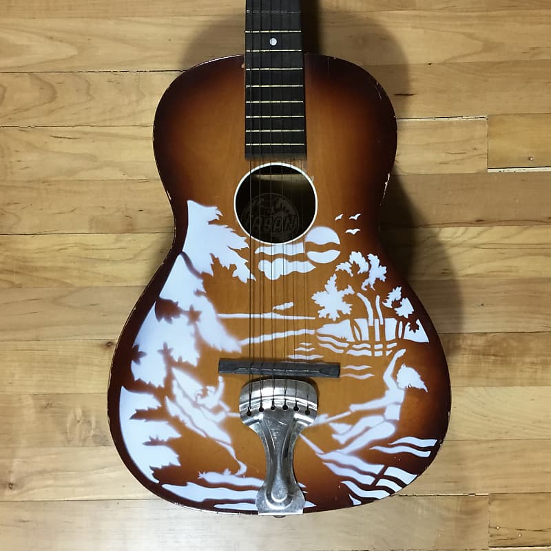Stencil Guitar "Hawaiian Waterski Scene" image 1