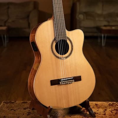 Ortega Guitars 6 String Performer Series Solid Top Slim Neck Acoustic-Electric Nylon Classical Guitar w/Bag, Right (RCE138SN) image 9