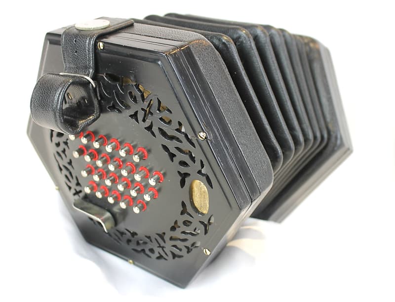 6377 - Black Wheatstone English Concertina Treble M 48 | Reverb