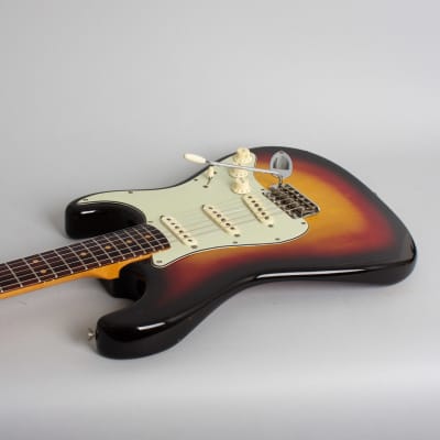 Fender  Stratocaster Solid Body Electric Guitar (1963), ser. #L20428, blonde tolex hard shell case. image 7