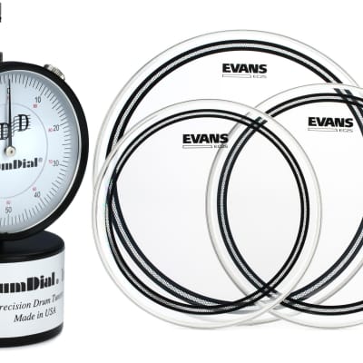 DrumDial Drumdial Precision Drum Tuner  Bundle with Evans EC2 Clear 3-piece Tom Pack - 12/13/16 inch image 1