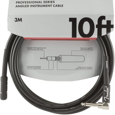 Fender Professional Series Instrument Cable, Straight-Angle, 10', Black image 1