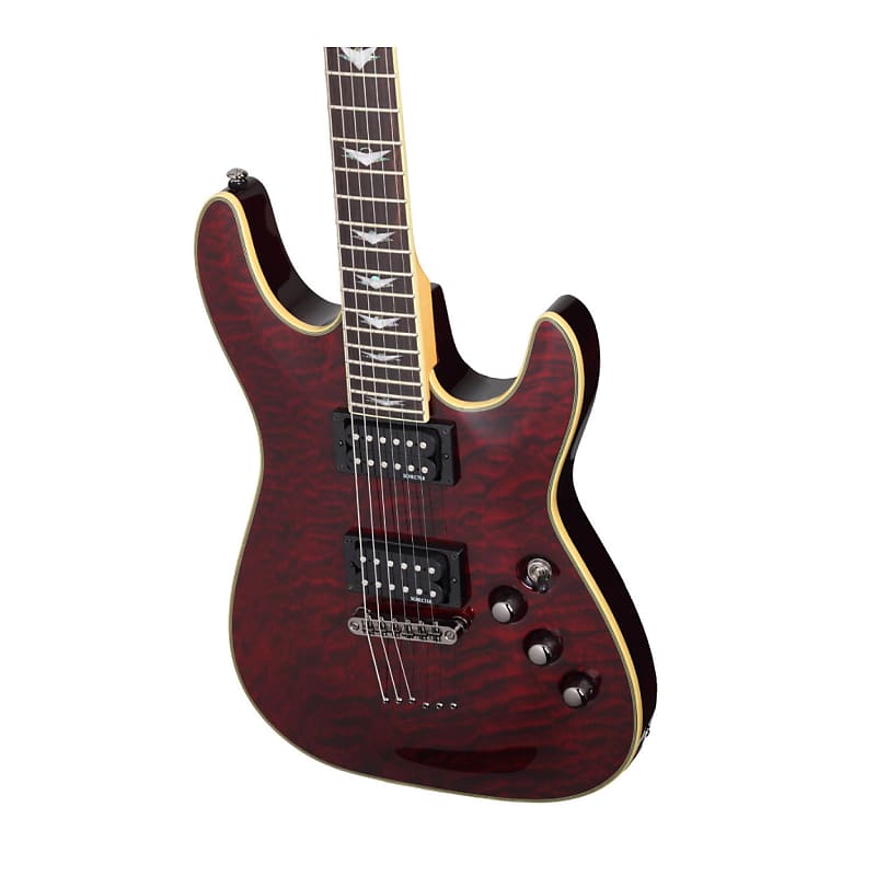 Schecter Omen Extreme-6 6-String Electric Guitar (Black Cherry) Bundle with  Electric Guitar Hard Shell Protective Carrying Case (2 Items)