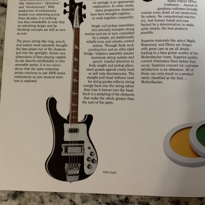 Rickenbacker Bass Catalog 1984 4003 4001 4002 4001FL 4001S