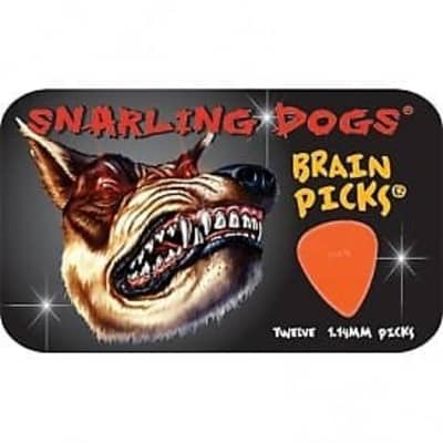 Snarling Dog Guitar Picks Tin Brain Picks 12 Picks w/ Tin 1.14mm Orange image 2