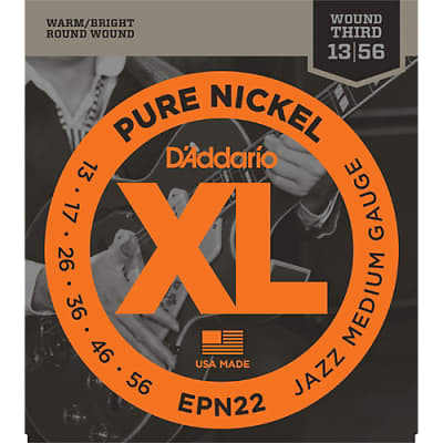 D'Addario EPN22 Pure Nickel Jazz Medium Electric Guitar Strings 13-56 image 1