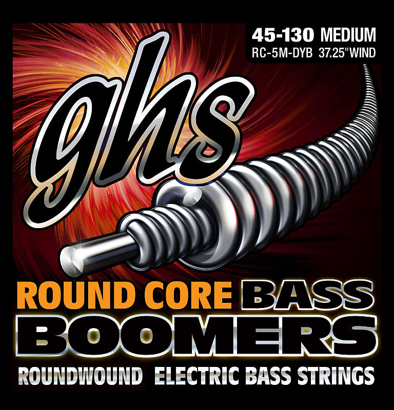 GHS RC-5M-DYB 5-String Bass Round Core Nickel Plated Boomers Med 45-130 Strings image 1