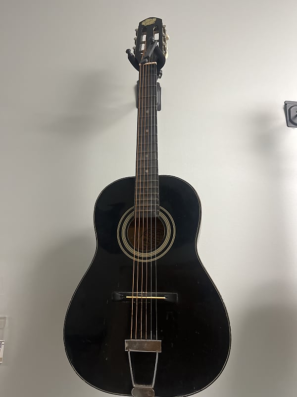 Harmony Global black acoustic guitar 3/4 size 1960s - Black image 1
