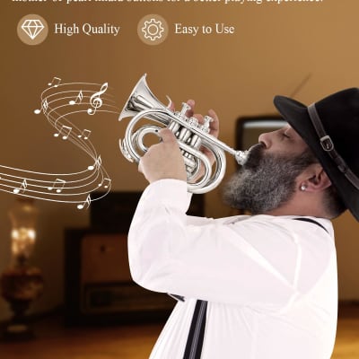 Pocket Trumpet B Flat For Beginners Students, Brass Trumpet