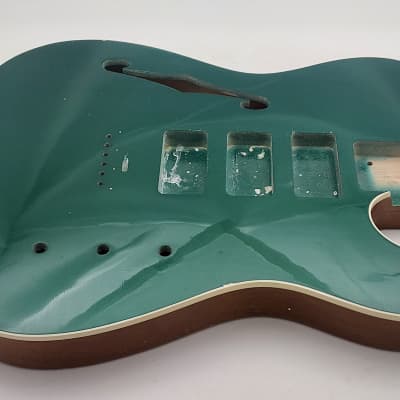 3lbs 7oz BloomDoom Nitro Lacquer Aged Relic Dark Sherwood Green Thinline Cab-Style VIntage Custom Guitar Body image 4