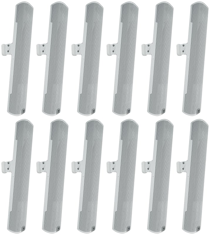 12) JBL COL600-WH 24" White 70V Commercial Slim Column Wall Mount Array Speakers image 1