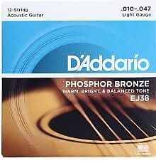 D’Addario EJ38 12-String Light Phosphor Bronze Acoustic Guitar Strings 10-47 image 1