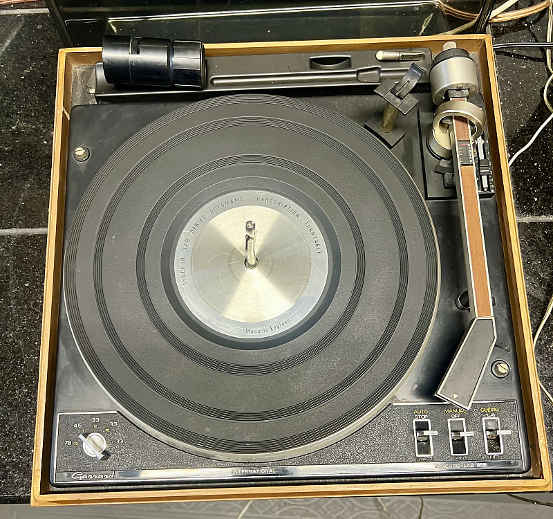 Vintage Garrard Synchro-Lab 95B Turntable w/ Both Spindles & 45 Adaptor  England