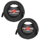 Pig Hog PHM50 8mm Mic Cable, 50ft XLR, Black, 2-Pack