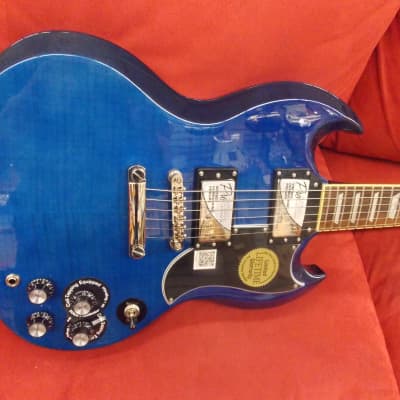 Epiphone G-400 Deluxe Limited Edition Trans Blue Flame Top
