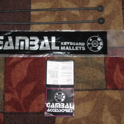 new old stock Gambal Manufacturing GPMR (UG13GPMRX) Percussive Keyboard Mallets (for xylophones and glockenspiels) Black Hard Rubber Ball Heads with Black Synthetic Shafts (with original packaging) from 1990s to early 2000s image 1