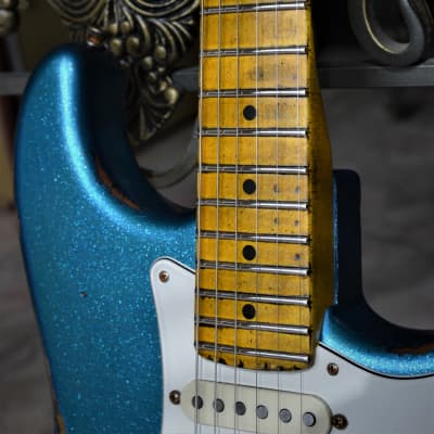 American Fender Stratocaster Performer Custom Relic Nitro Blue Sparkle image 2