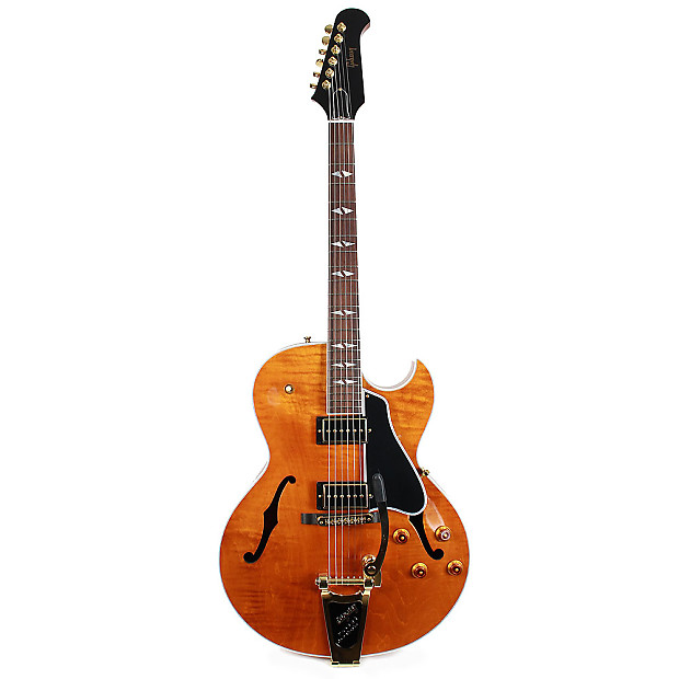 Used 2013 Gibson ES-195 Hollowbody Electric Guitar Trans Amber Finish image 1