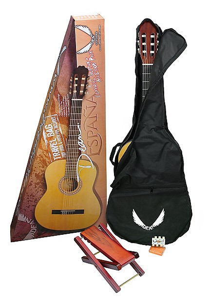 Dean Espana Classical Guitar Pack w/Gig Bag and Foot Stool Natural image 1