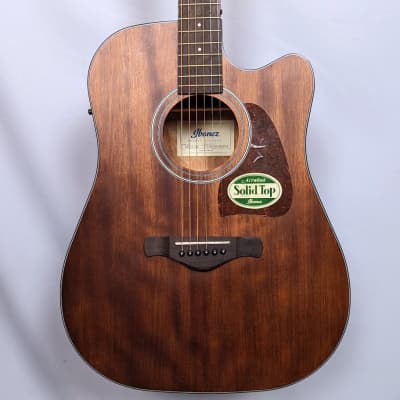 Ibanez AW54CEOPN Artwood Okoume Open Pore Dreadnought with Cutaway 2019 - Natural for sale