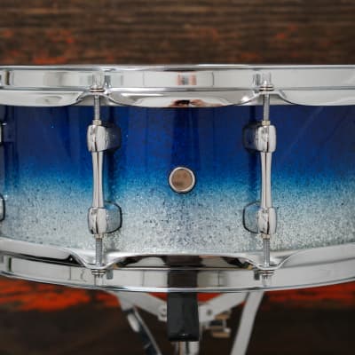 Sakae 5.5x14" Beech Snare Drum - Blue Sparkle Fade image 6