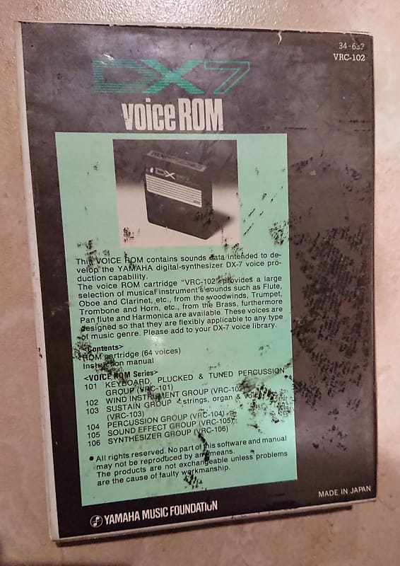 鍵盤楽器 YAMAHA DX7 VOICE ROM VRC-102, 104, 106 Yamaha DX7 Synthesizer - 64 Sound Patches From VRC-102 ROM