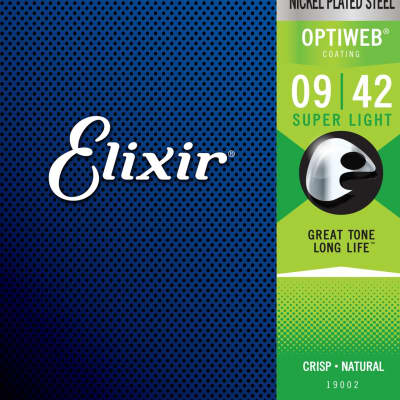Elixir Electric Guitar Strings with OPTIWEB Coating, Super Light (.009-.042) image 1