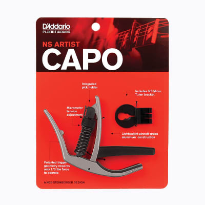 Planet Waves Capo NS Artist Series Tri-Capo Action Ned Steinberger Design Silver for sale