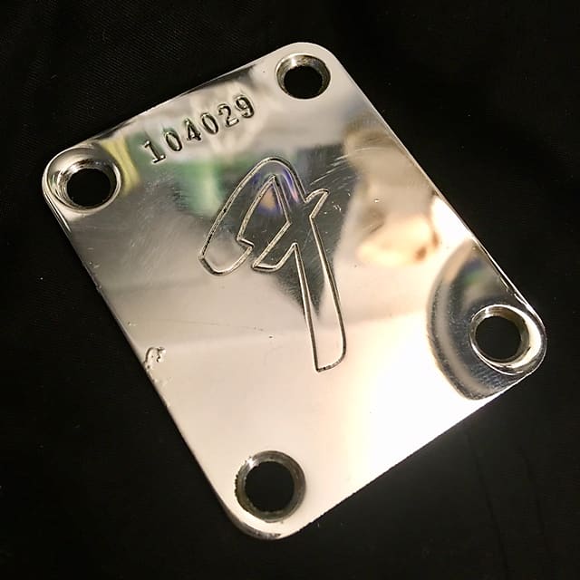Fender F logo neck plate 1965 Chrome original vintage Reverb Canada