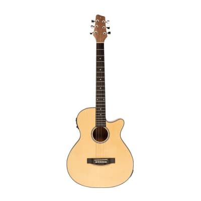 Stagg Cutaway Auditorium Acoustic Electric Guitar - Natural - SA25 ACE SPRUCE image 7