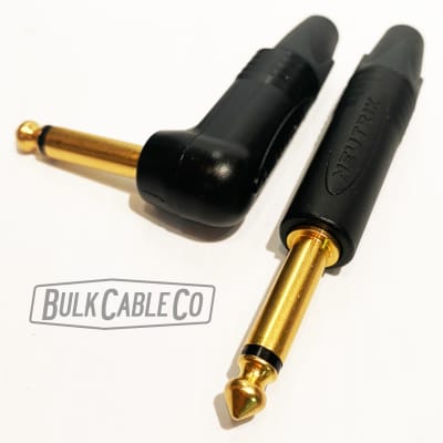 Mogami 2524 - 1 FT Guitar Cable - Neutrik Gold Connectors -  Right Angle RA Plug To Straight ST End image 9