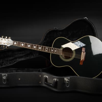 2000 Epiphone MIK SQ-180 Neil Diamond Signature Limited Edition - Metallic Black | Korea Custom Acoustic Guitar | Case image 2