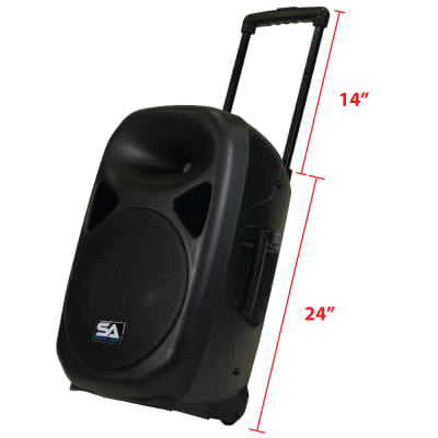 Seismic Audio - RSG-15-Pair - Pair of Powered 15" PA Speakers Rechargeable with 2 Wireless Mics, Rem image 9