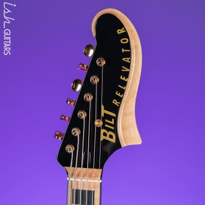 Bilt Relevator Bass VI 6-String Bass Guitar Black w/ Gold Plates image 9