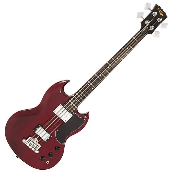 Vintage VS4 ReIssued Bass Guitar - Cherry Red image 1