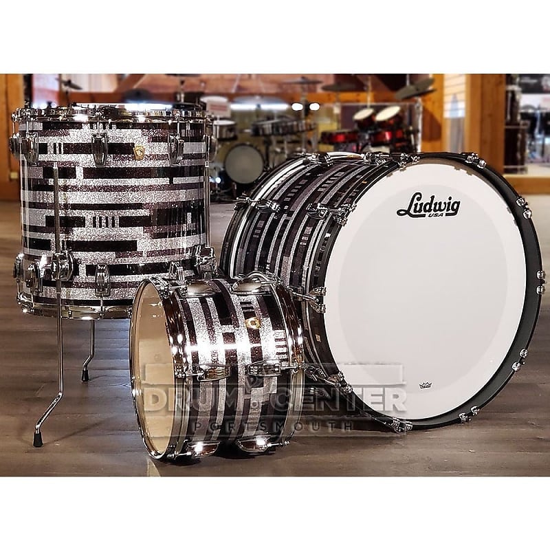 Ludwig Classic Maple 3pc 22/13/16 Drum Set Digital Black Sparkle image 1