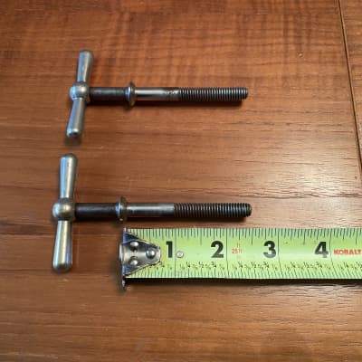 Two LUDWIG 20s-40s Vintage TIMPANI TENSION T-ROD, Key Rod 5/16-18 Thread Nickel image 1