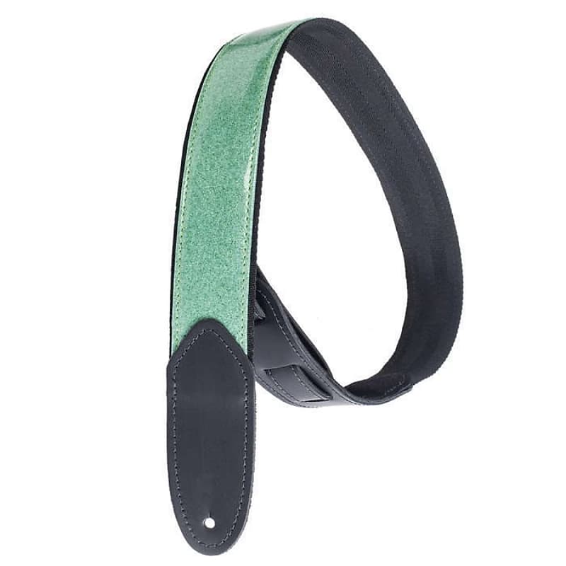 Henry Heller Guitar Strap - 2" Turquoise Sparkle Vinyl with Leather Ends - retro/surf/glam style! image 1