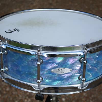 C&C Custom Drums abalone  5x14 snare drum  maple shell.  excellent condition. rare image 1
